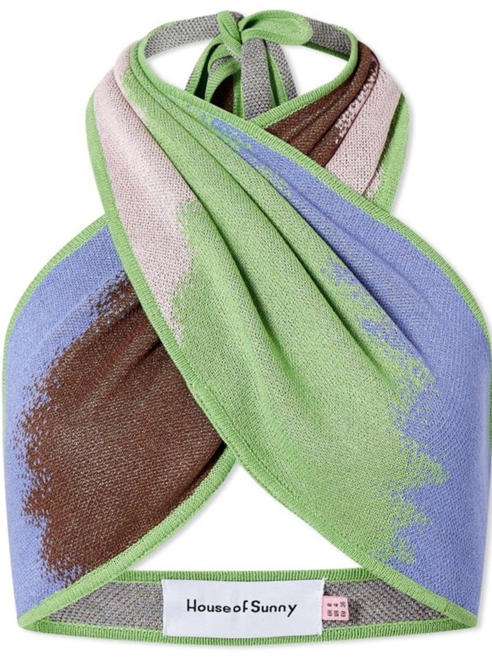 House of Sunny Pastel Green, Lavender & Brown Knit Halter Top